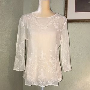MNG Mango Linen Cream Top Size Large